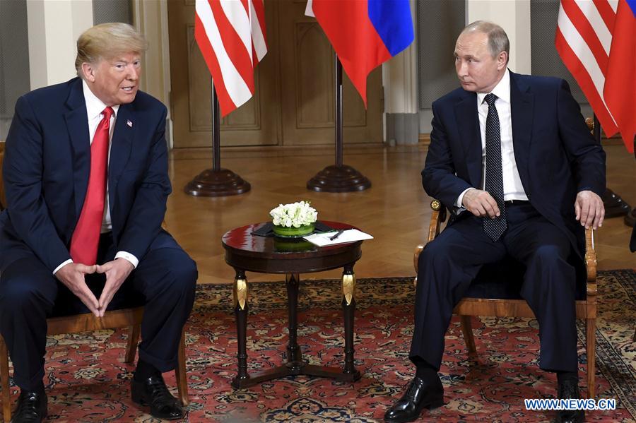 US President Donald Trump and Russian President Vladimir Putin during a meeting in Helsinki (France), 2018. Photo: Xinhua