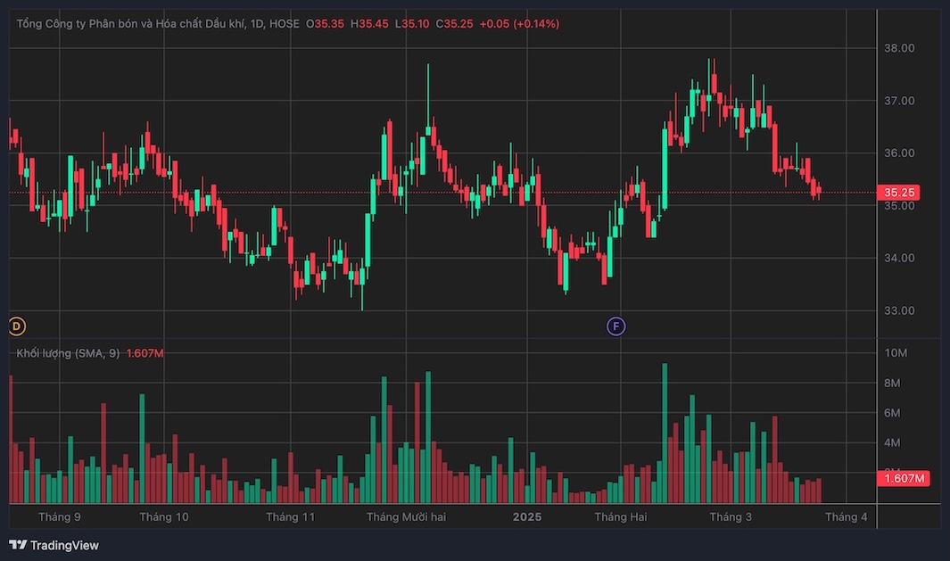 PVFCCo's DPM stock price movements recently. Photo: Luc Giang