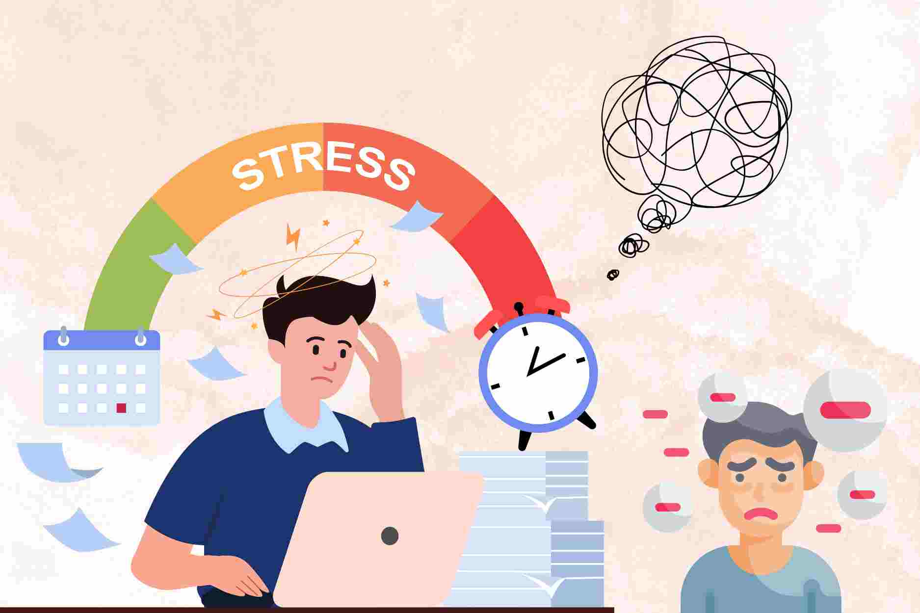 Effectively reduce stress with 5 simple tips. Graphics: Dinh Dinh
