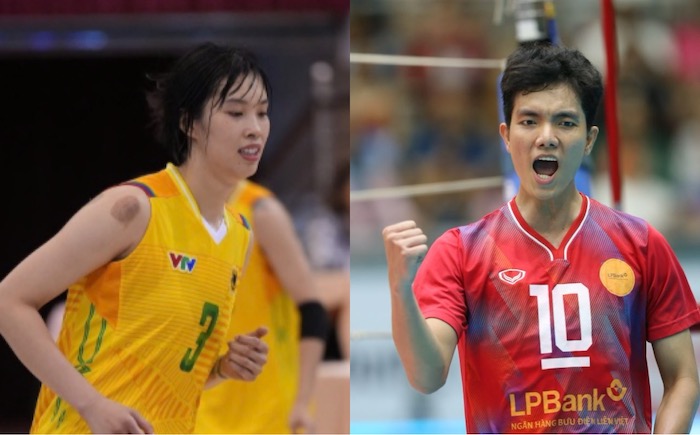 Thanh Thuy and Bich Tuyen at the Korean National Volleyball Championship. Photo: Nguyen Vu/Hoang Hue