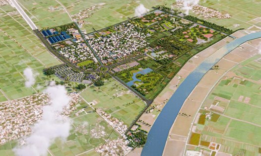 Bản phối cảnh tổng thể Quy hoạch bảo quản, tu bổ, phục hồi Di tích quốc gia đặc biệt Đền thờ Nguyễn Bỉnh Khiêm tại huyện Vĩnh Bảo. Ảnh: Cổng TTĐT Hải Phòng