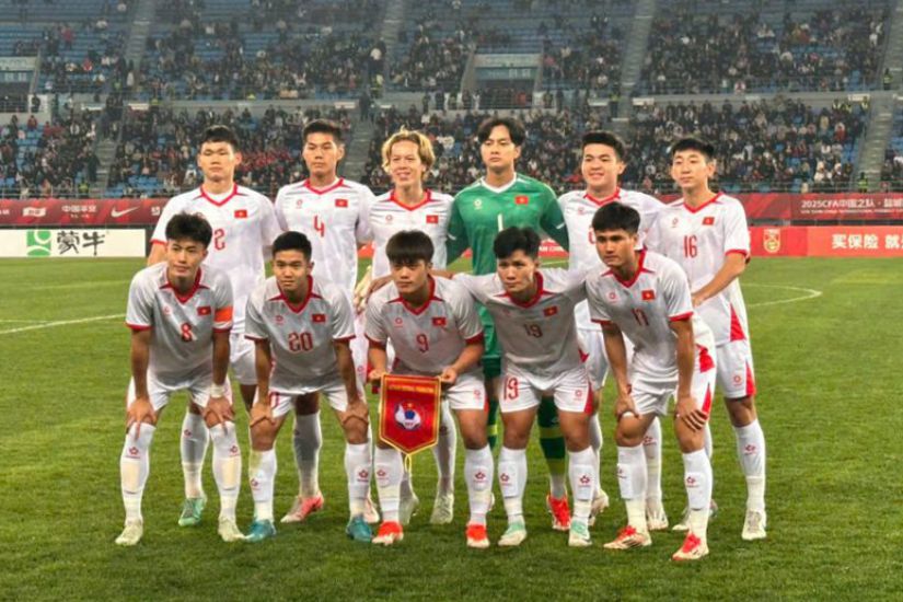 U22 Vietnam played impressively in the friendly tournament in China. Photo: VFF