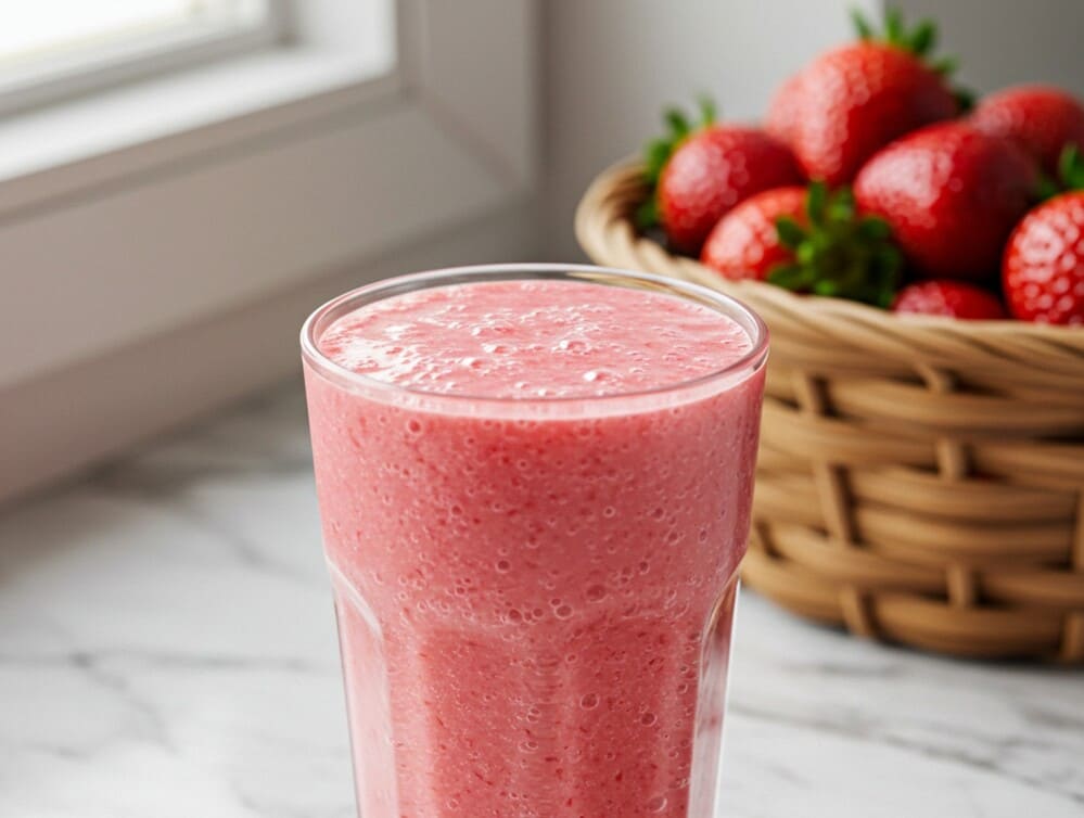 Strawberry smoothie recipe is quite easy to make at home. Photo: AI - Dat