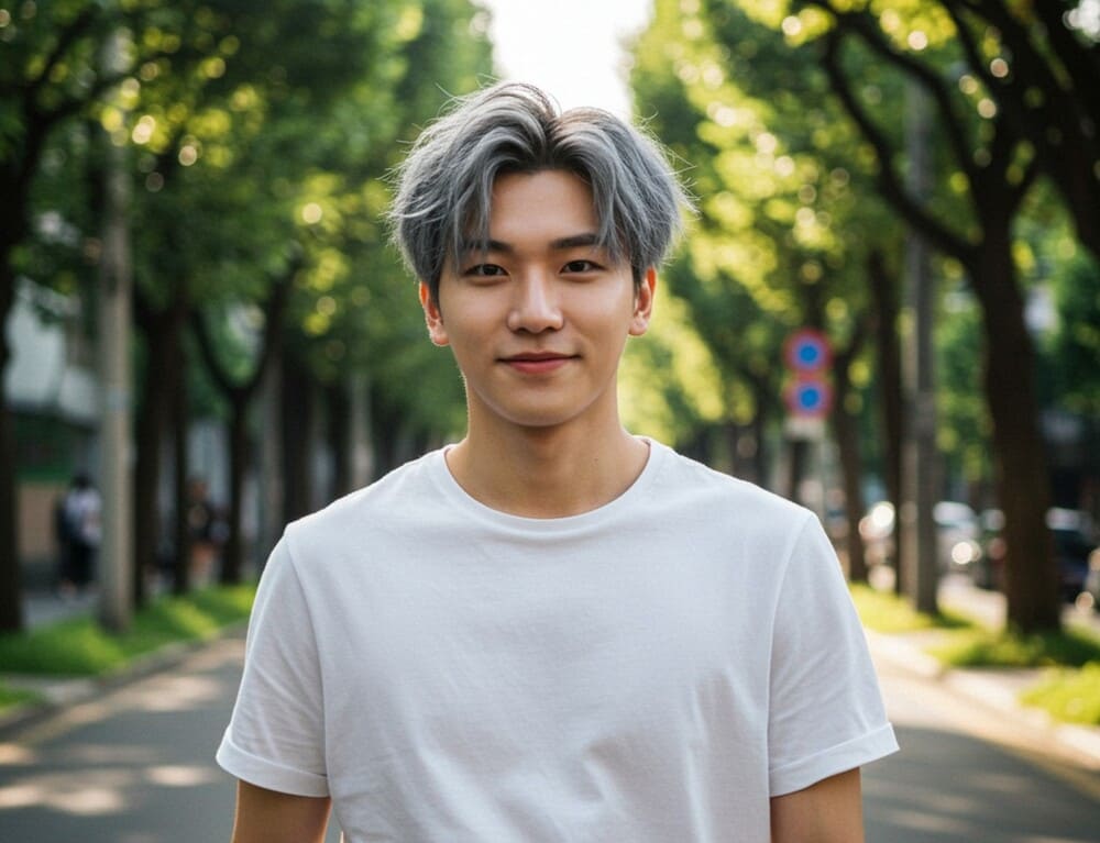 Smoky gray hair will continue to be a popular trend for guys in the summer of 2025. Photo: AI - Dat