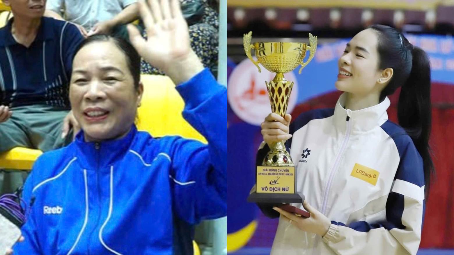 The mother of middle blocker Le Thanh Thuy cheered her daughter on in the match against VTV Binh Dien Long An. Photo: Hoang Hue