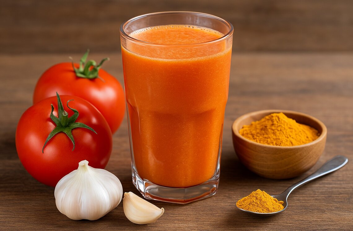 Detoxify your body quickly with tomatoes, garlic and turmeric. Photo: AI