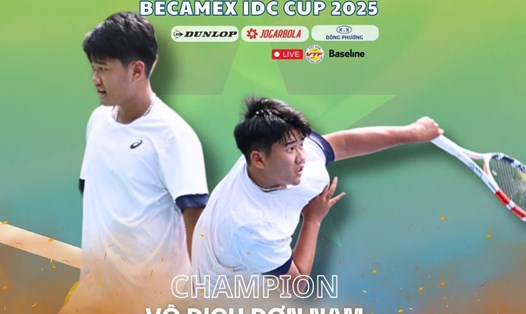Tài năng trẻ của quần vợt Việt Nam Lê Tiến Anh vô địch 2 nội dung ở giải U14 châu Á. Ảnh: VTF