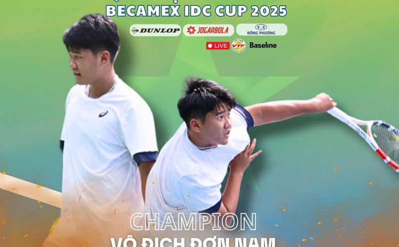 Vietnamese tennis young talent Le Tien Anh won 2 events at the U14 Asian tournament. Photo: VTF