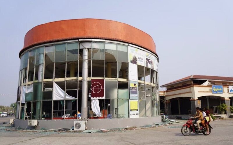 A building damaged by an earthquake in Myanmar. Photo: Xinhua