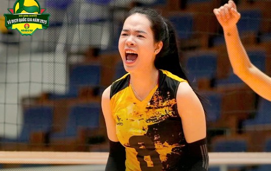 Middle blocker Le Thanh Thuy of LPB Ninh Binh women's volleyball team. Photo: Vietnam Volleyball