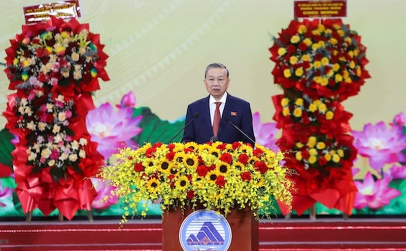 General Secretary To Lam speaks at the 95th Anniversary of the City Party Committee's Founding (March 28, 1930 - March 28, 2025) and the 50th Anniversary of the Liberation of Da Nang City (March 29, 1975 - March 29, 2025). Photo: Thai Ha