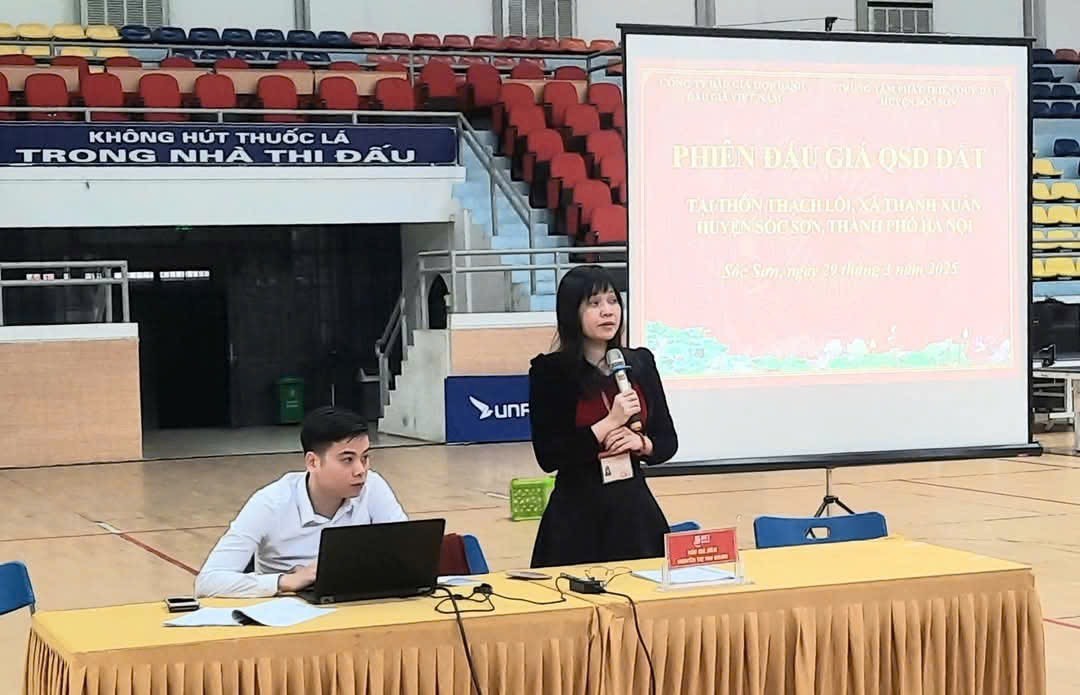 Land use rights auction in Thach Loi village, Thanh Xuan commune, Soc Son district, Hanoi. Photo: VNA