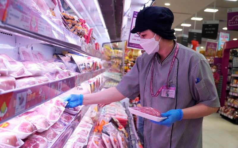 Pork prices of enterprises participating in the market stabilization program have been adjusted to increase. Photo: Ngoc Le