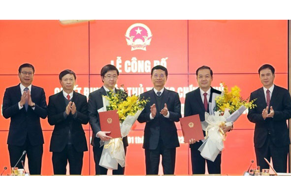 Tập thể lãnh đạo Bộ Khoa học và Công nghệ. Ảnh nguồn Bộ KHCN