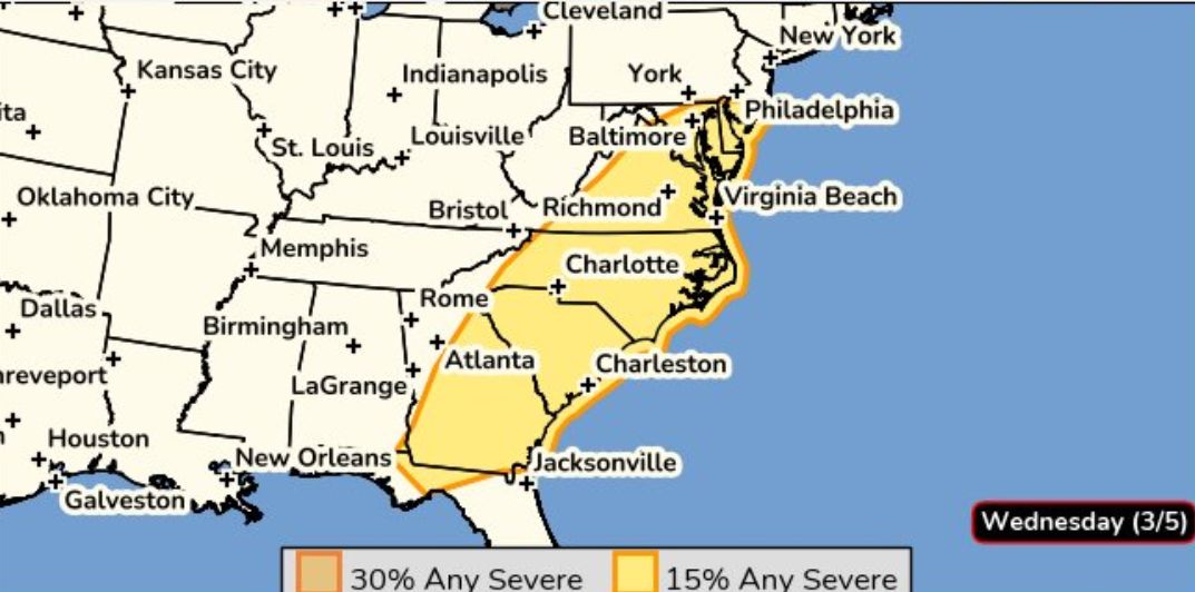 Du bao thoi tiet khac nghiet ngay 5.3.2025 o mot so khu vuc cua My. Anh: NOAA