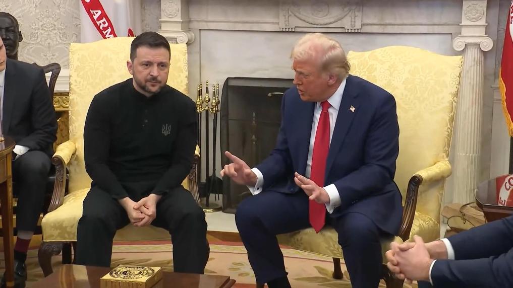 US President Donald Trump and Ukrainian President Volodymyr Zelensky have a heated debate at the White House on February 28, 2025. Photo: Xinhua
