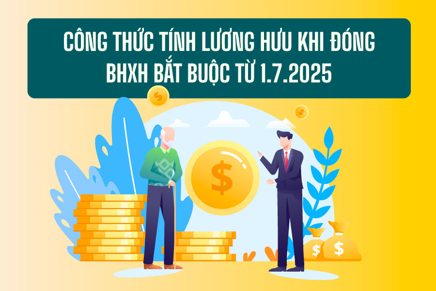 Công thức tính lương hưu khi đóng BHXH bắt buộc từ 1.7.2025