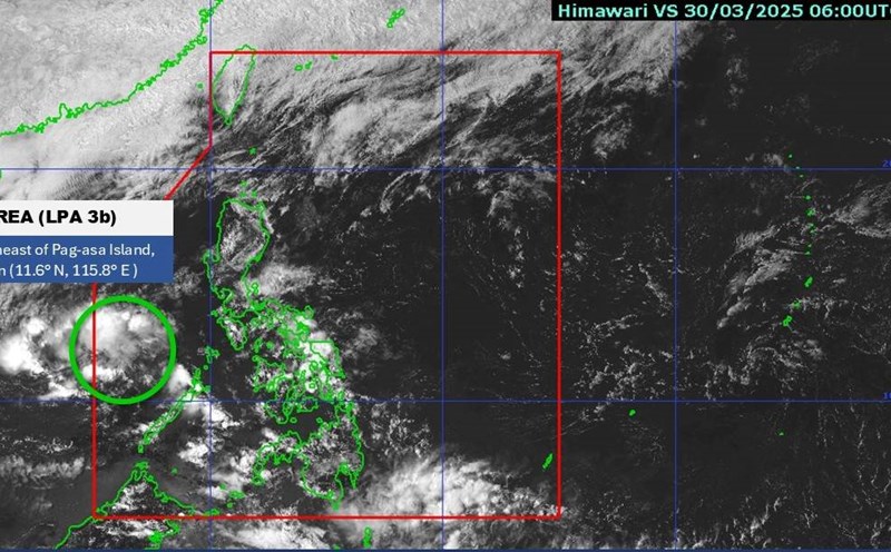 The center of the low pressure near the East Sea at 3:00 p.m. on March 30, 2025. Photo: PAGASA