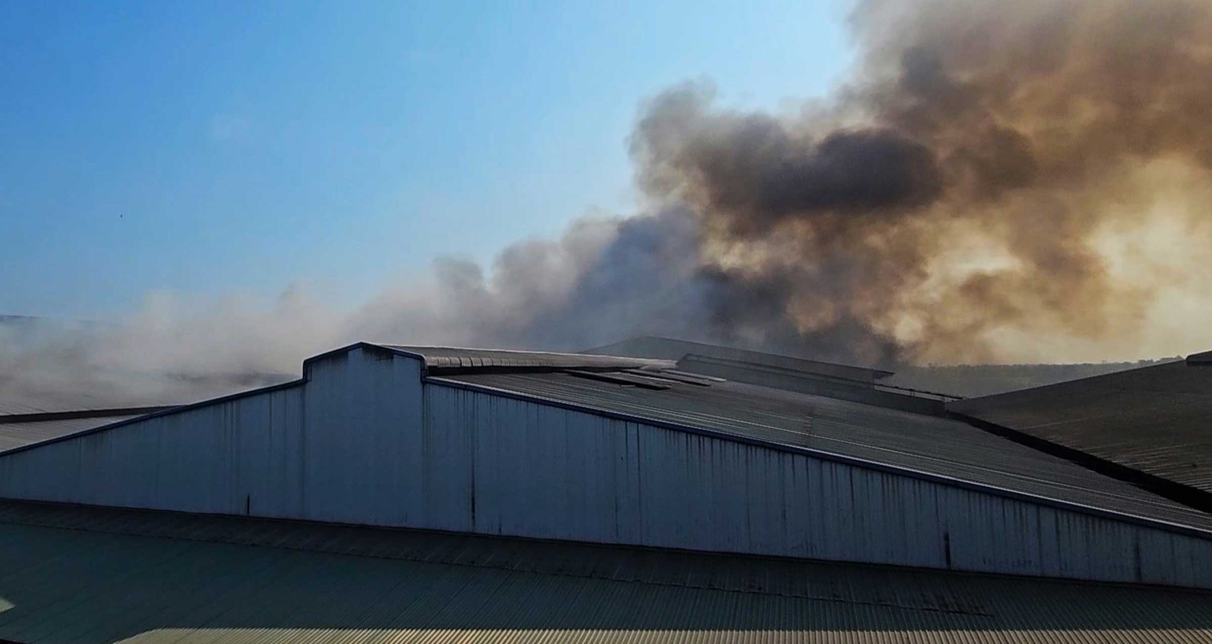 Scene of the grinding factory fire in Long An.