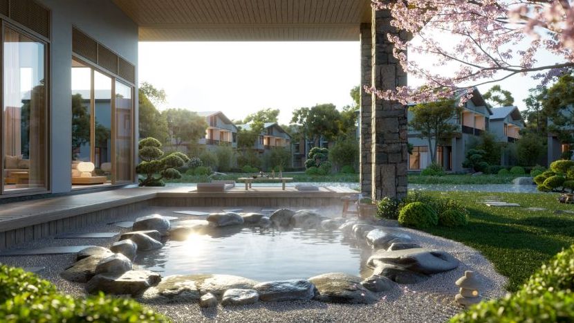Be khoang nong tai onsen dinh thu.