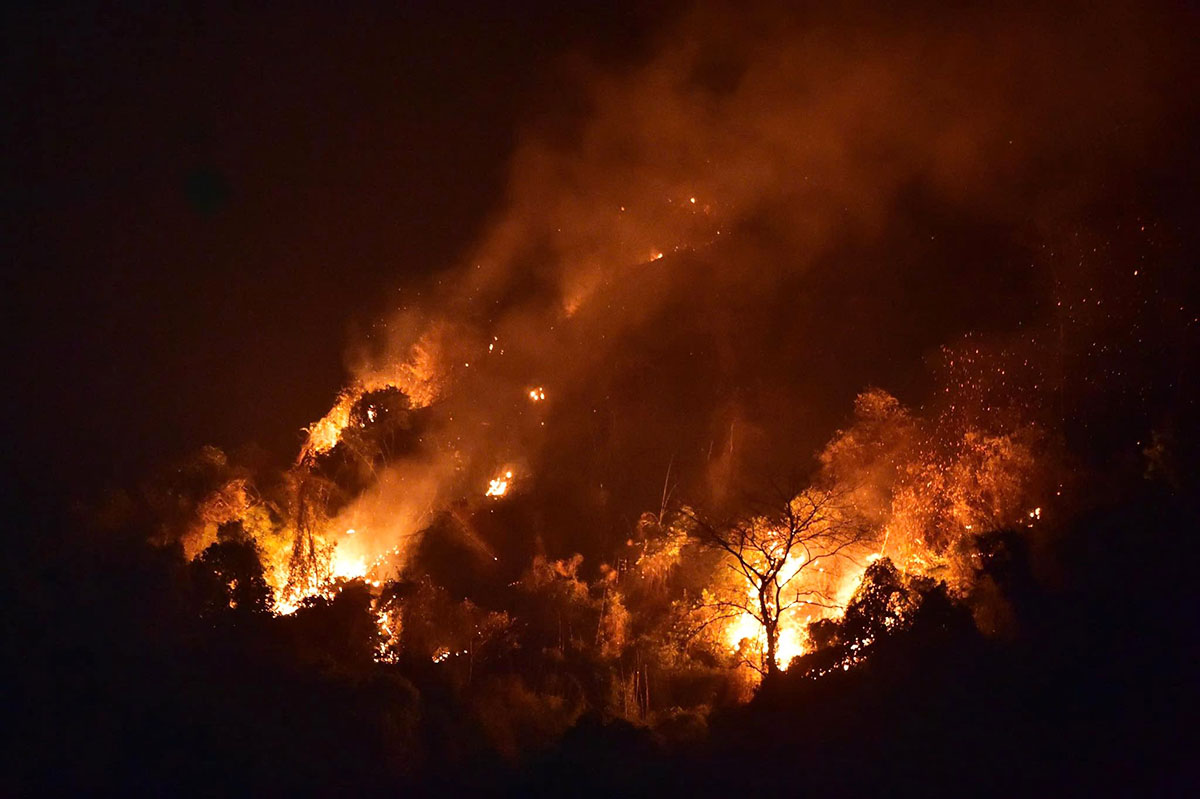 El incendio forestal en Tuyen Quang ha quemado 20 hectareas de bosque de defensa y ha causado la muerte de una persona. Foto: Vietnam del Norte. Se ha convertido en una ciudad de guerra.