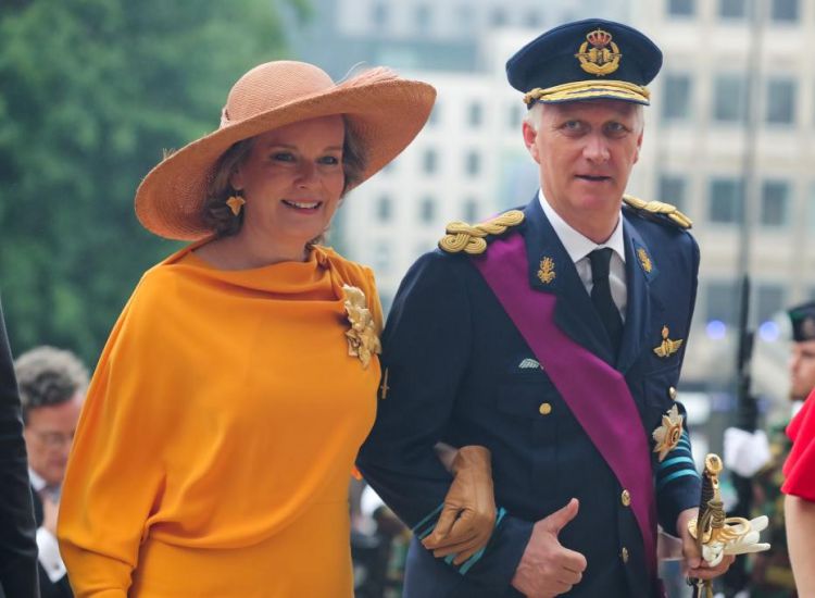 El rey Felipe y la reina Matilde en la celebracion de la Inauguracion de Belgica en Bruselas, Belgica, el 21 de julio de 2022. Imagen de la agencia Xinhua