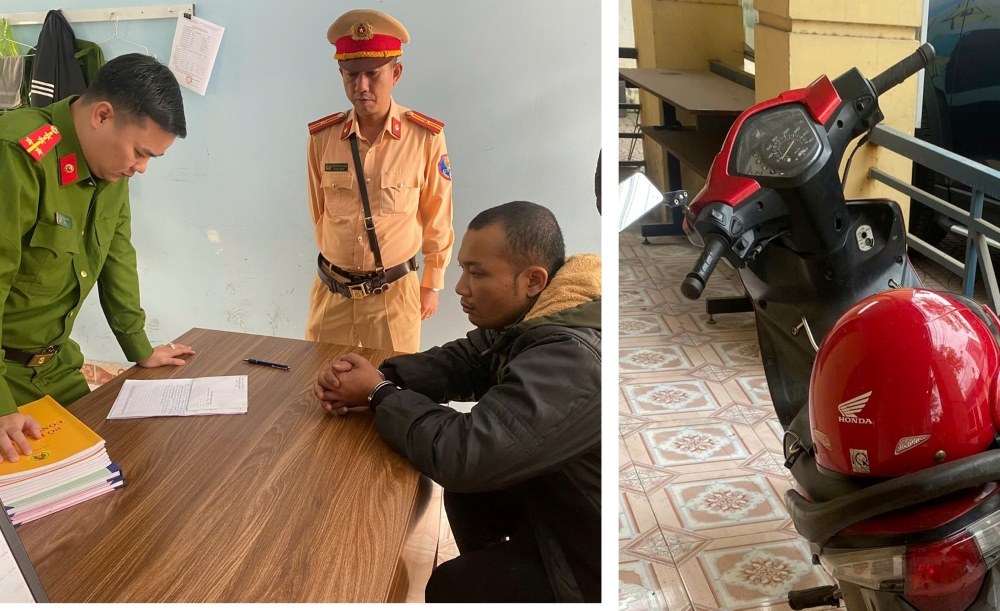 Đối tượng Vũ Quang Tuấn Anh vận chuyển trái phép ma túy bị CSGT Hải Phòng bắt giữ. Ảnh: Công an TP Hải Phòng