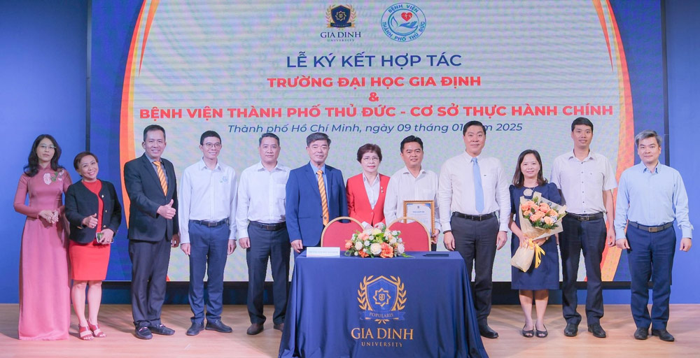 Truong Dai hoc Gia Dinh ky ket hop tac chien luoc cung Benh vien Thanh pho Thu Duc trong dao tao nguon nhan luc chat luong cao voi khoi nganh Suc khoe.