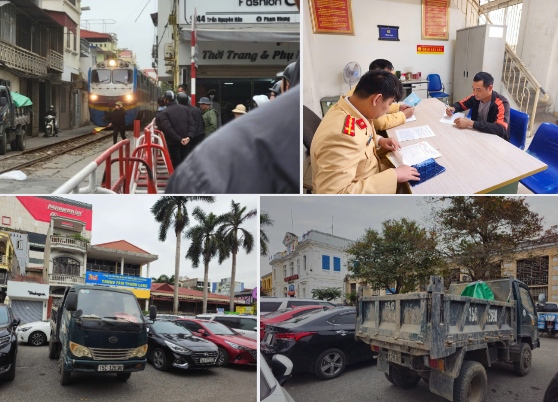 The railway traffic police team explained the violation of traffic safety in Hai Phong. Photo: Hai Phong Police