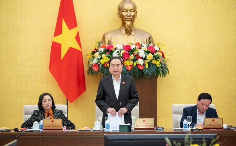Politburo member and National Assembly Chairman Tran Thanh Man emphasized that at the 9th session, priority will be given to submitting to the National Assembly for consideration and decision on the contents to serve the work of restructuring the apparatus. Photo: Quochoi.vn
