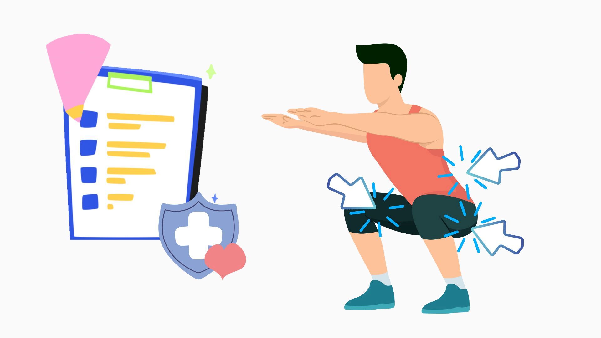 Squats test muscle endurance and strength.