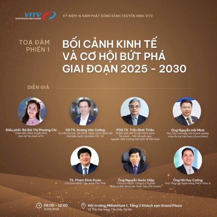Su kien Toa dam Kinh te tu nhan Viet Nam - Giai doan but pha 2025 -2030 la dien dan de cac chuyen gia kinh te, nha hoach dinh chinh sach va dai dien doanh nghiep cung trao doi, thao luan ve nhung xu huong moi, dua ra giai phap de nang cao nang luc canh tranh, phat trien ben vung