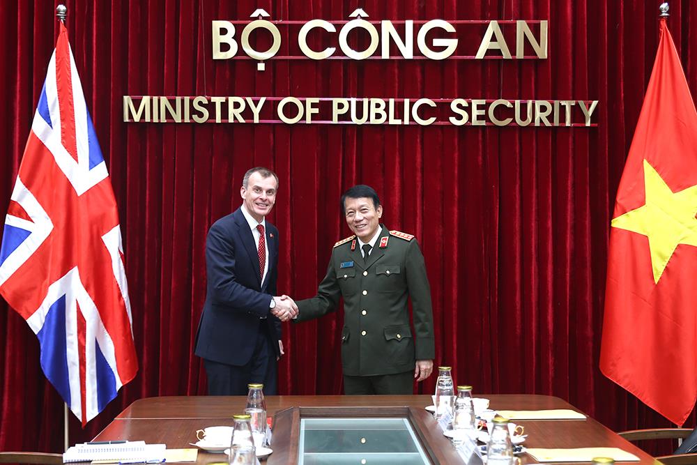 Politburo member, Minister of Public Security Luong Tam Quang and Secretary of State Simon Ridley. Photo: Ministry of Public Security