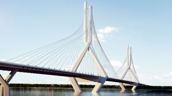 Hà Nội đề xuất cơ chế đặc thù cho 3 "siêu" cầu. Ảnh phối cảnh cầu Tứ Liên