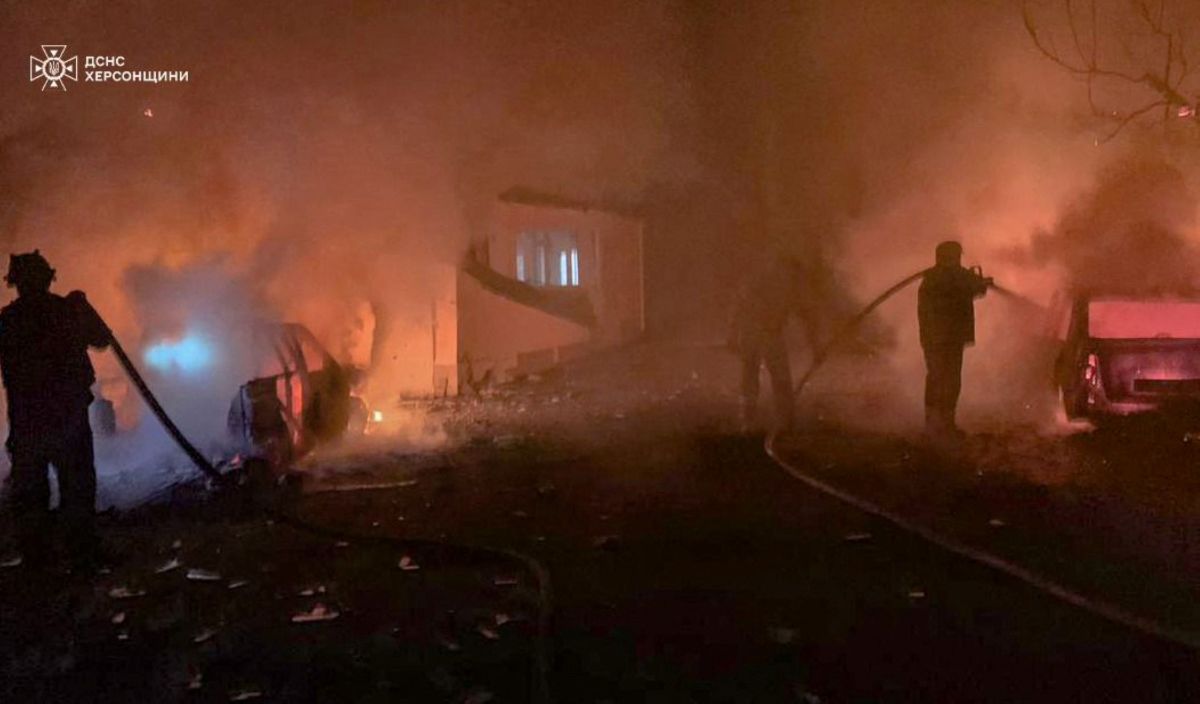 A Russian airstrike in Kherson, Ukraine. Photo: AFP