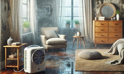 Cách giữ nhà cửa ngày nồm ẩm để bảo vệ sức khỏe. Ảnh minh họa do AI thiết kế