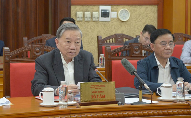 General Secretary To Lam spoke at the meeting. Photo: T.Vuong