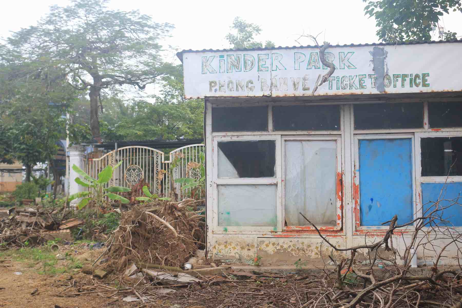 Phía bên trong công viên cỏ mọc um tùm. Ảnh: Khánh An