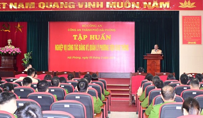 Tập huấn đăng ký phương tiện cho công an cấp xã ở Hải Phòng