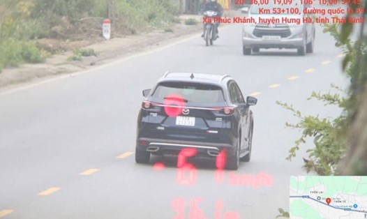 Hình ảnh phương tiện vi phạm lỗi vượt quá tốc độ. Nguồn: Phòng Cảnh sát giao thông - Công an tỉnh Thái Bình