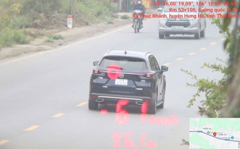 Image of the vehicle violating the speed limit. Source: Traffic Police Department - Thai Binh Provincial Police