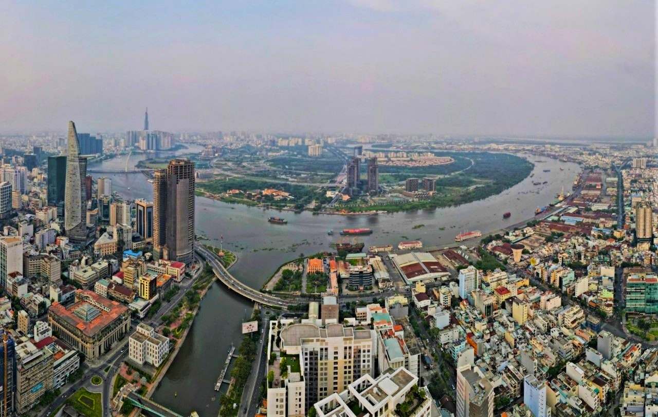 The Thu Thiem New Urban Area (Thu Duc City) is located opposite Districts 1 and 4. Photo: Anh Tu