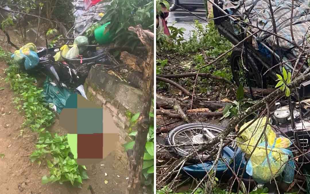 The scene of the accident in Tien Dien town that killed a woman. Photo: Duc Van.