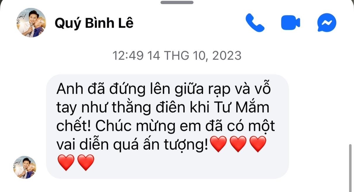 Doan tin nhan chuc mung tu dan anh Quy Binh duoc Bang Di chia se lai. Anh: Bang Di