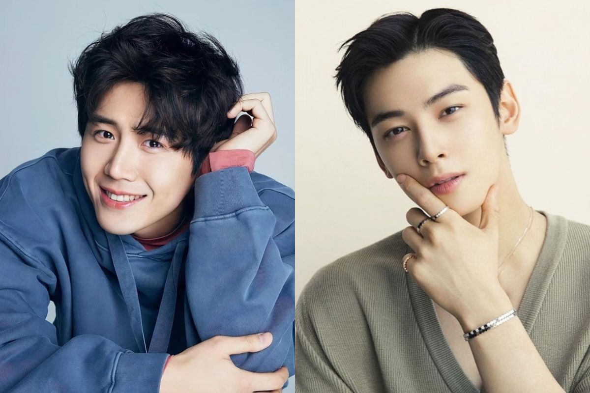 Kim Seon Ho (left) joined Cha Eun Woo - Fantagio's management company. Photo: Naver