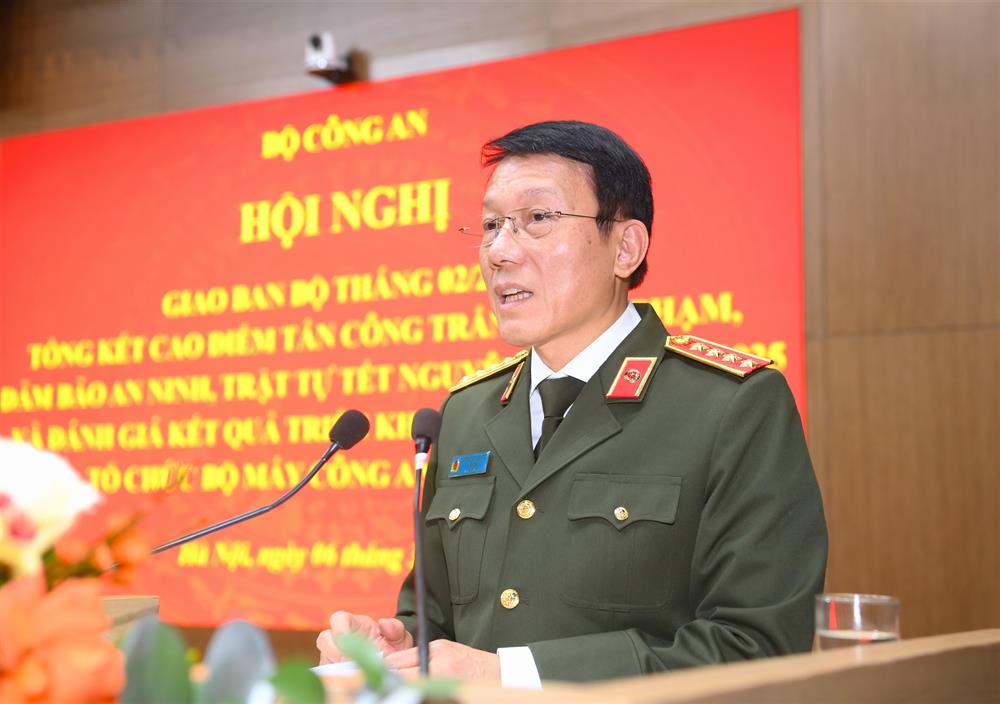 Politburo member and Minister of Public Security Luong Tam Quang gave a speech at the conference. Photo: Ministry of Public Security