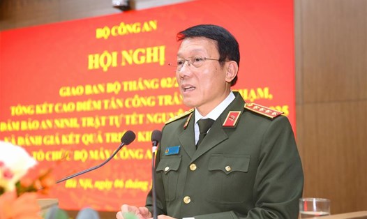 Ủy viên Bộ Chính trị, Bộ trưởng Bộ Công an Lương Tam Quang phát biểu chỉ đạo tại hội nghị. Ảnh: Bộ Công an