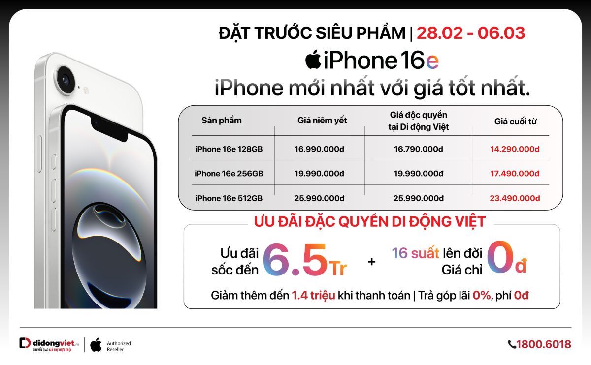 iPhone 16e chua duoc mo ban nhung da co nhieu chuong trinh giam gia tai mot so he thong lon. Anh: Loan Tran