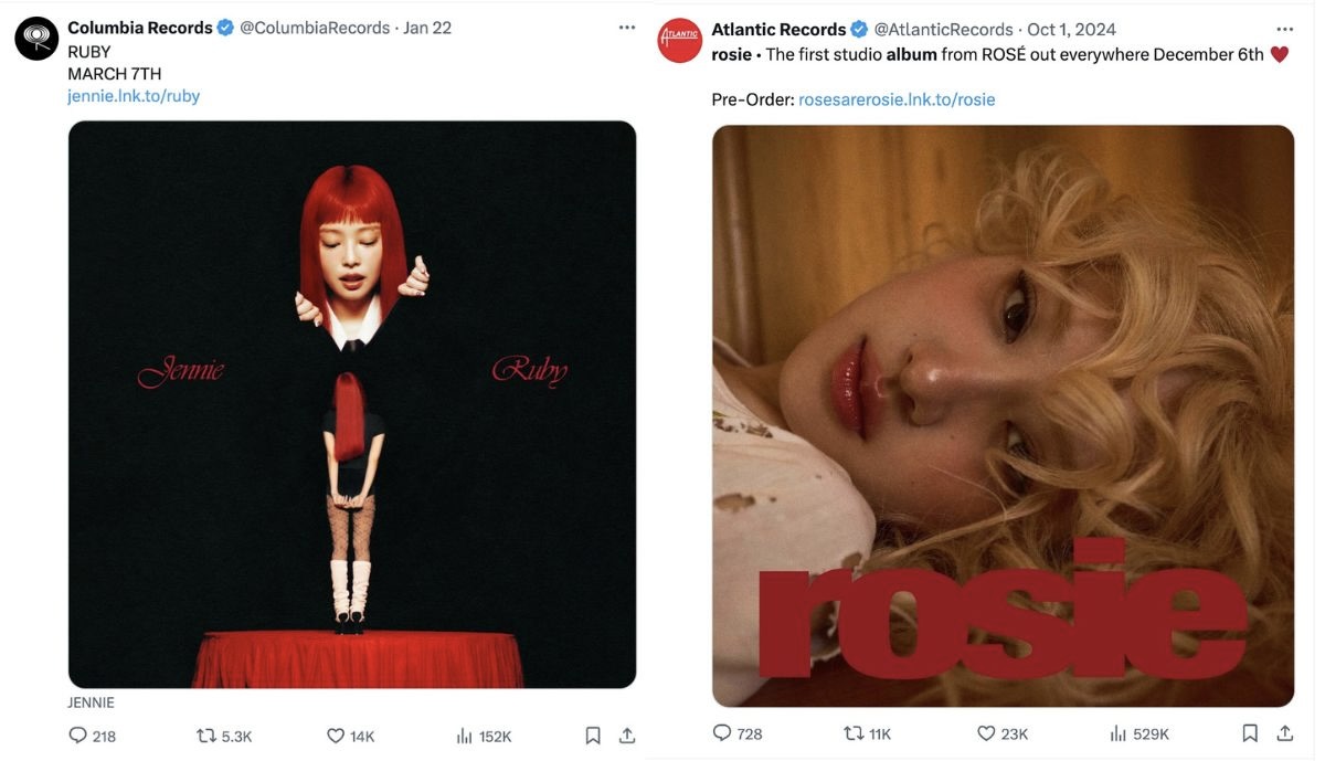Jennie, Rose deu co nen tang ban album rieng. Anh: X