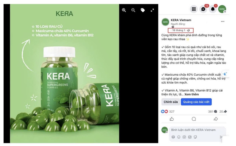 Kera vegetable candy products of Quang Linh Vlogs group are sold on many social networking platforms. Photo: PV takes a screenshot